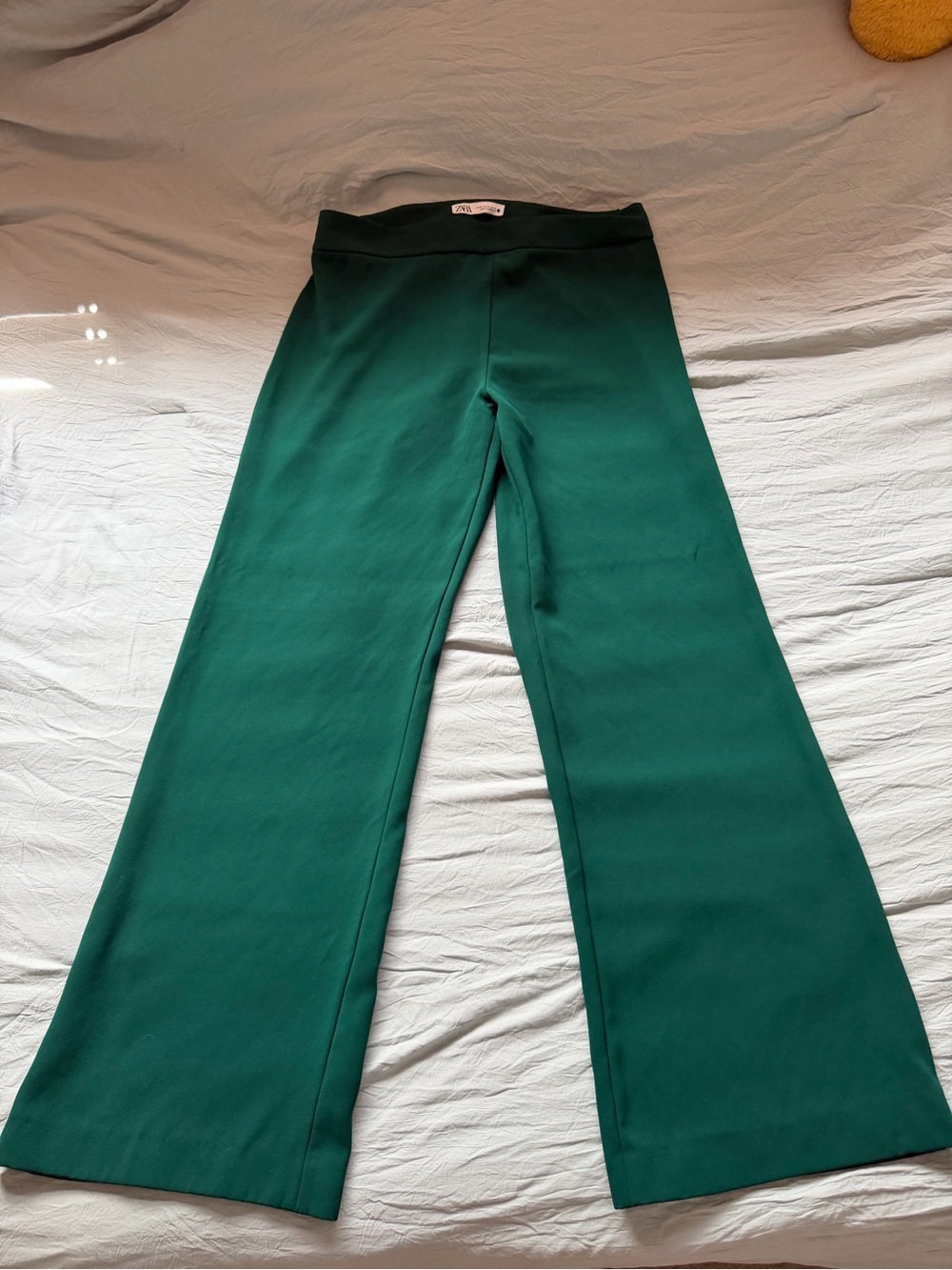 Zara Emerald Green Wide Leg Trousers - Side Zip - Size XL